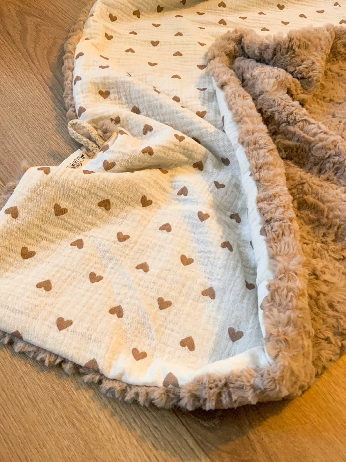 Couverture bébé Luce - Coeur Beige