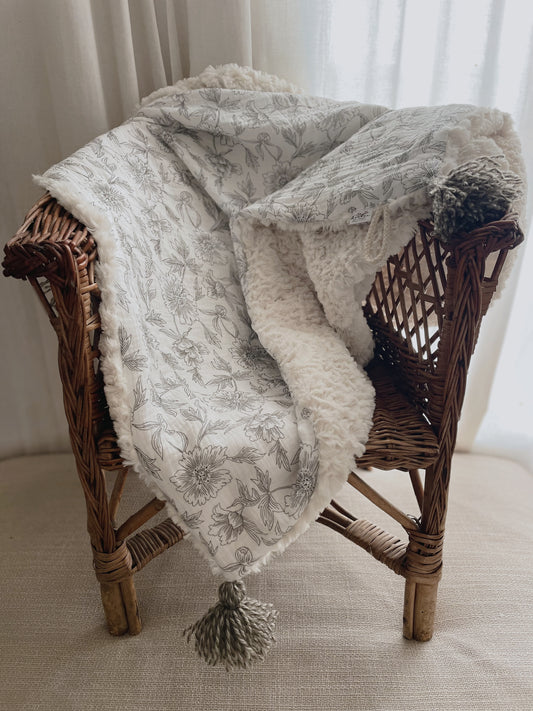 Couverture bébé Luce -  Grey Flowers ♡